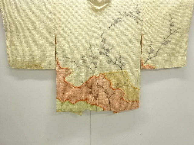 JAPANESE KIMONO / UNUSED HAORI COAT / ALL SHIBORI / UME BRANCH & MIST